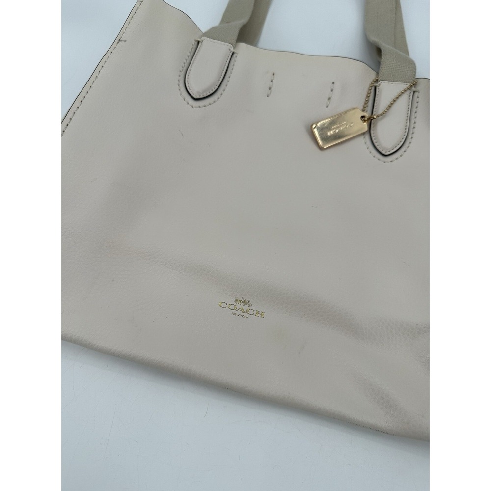 Authentic Coach Derby Chalk Cream Tote Shoulder Soft Pebbled Leather Bag #F58660 - Picture 3 of 11